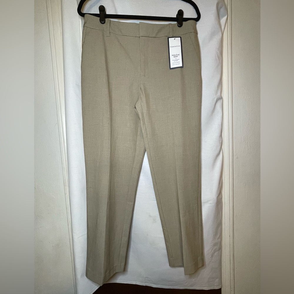 NWT Charter Club Sedona Dust Light Tan Uni Ankle Slim Leg Pant Size 8